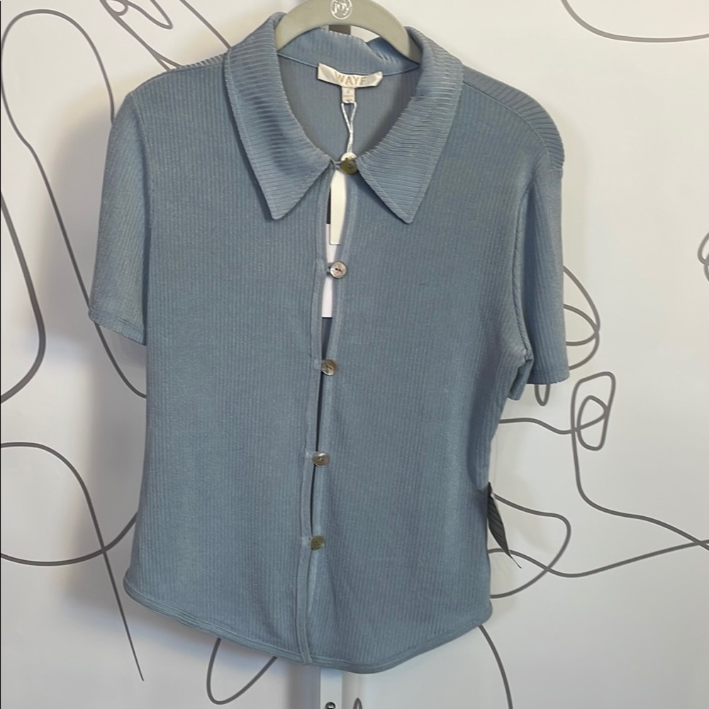 Wayf - Blue Ribbed Crop Top size S